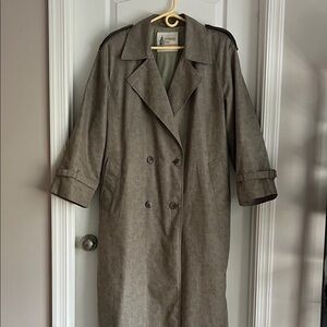 Vintage London Fog Classic Tan Trench Coat with floral pattern